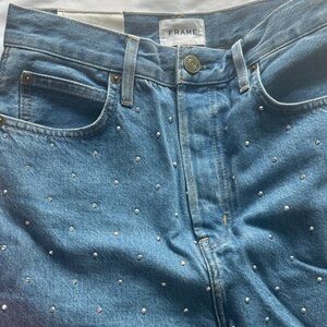 Frame Denim Women's Blue Embellished High Rise Jeans